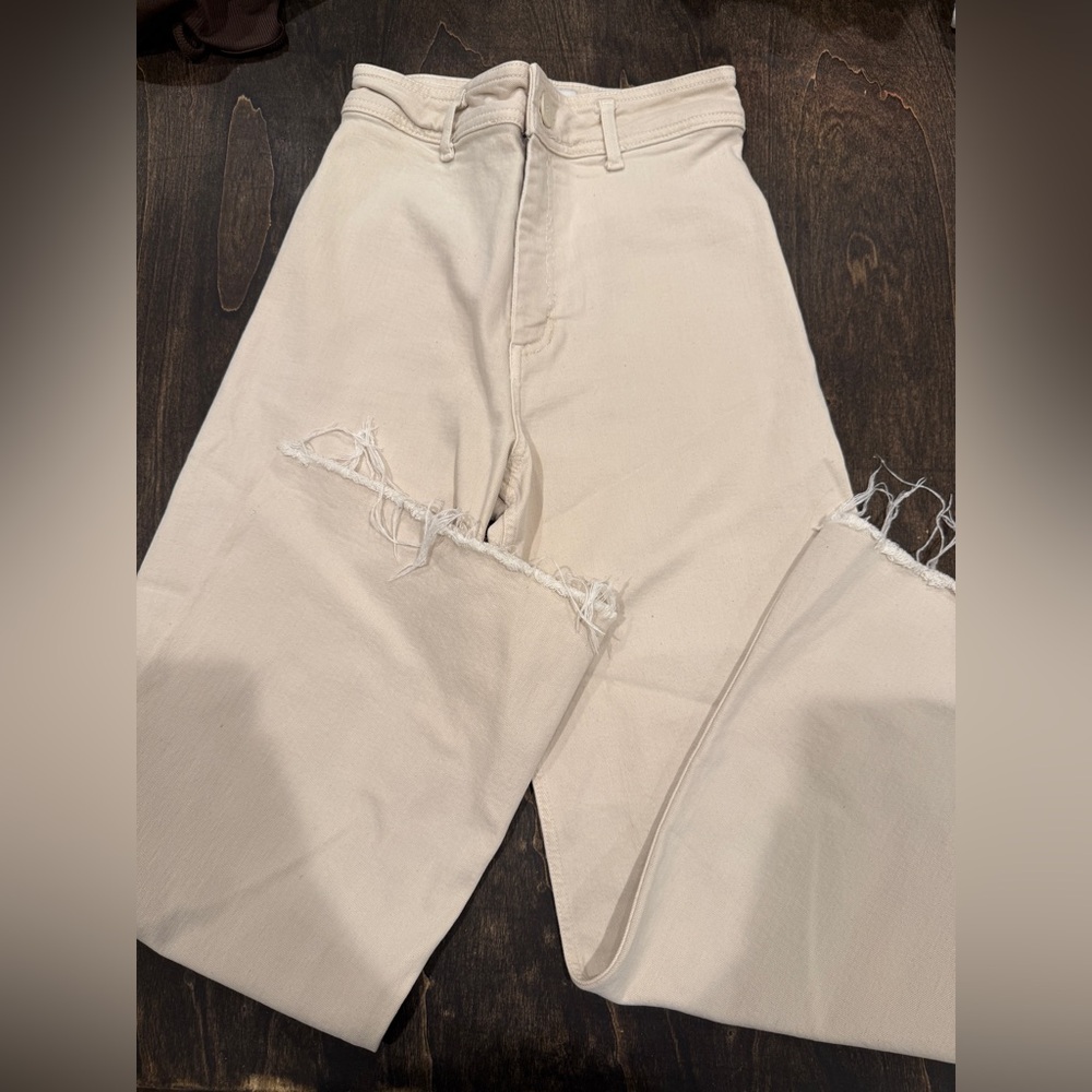 Zara Off-White Marine Straight Jeans